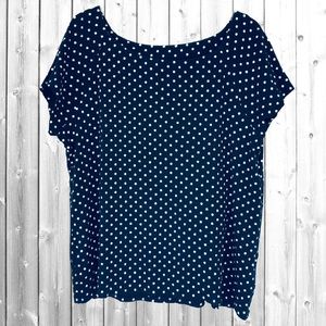 2X Navy & White Polka-Dot Tee Plus Size T-shirt